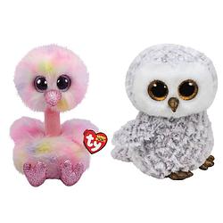 Foto van Ty - knuffel - beanie buddy - avery ostrich & owlette owl