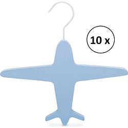 Foto van Relaxwonen - kinder kledinghangers - set van 10 - blauw - vliegtuig hanger - extra stevig