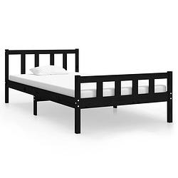 Foto van The living store bedframe - klassiek - massief grenenhout - 205.5 x 105.5 x 69.5 cm - zwart