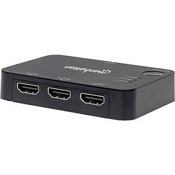 Foto van Manhattan 207522 3 poorten hdmi-switch 3d-weergave mogelijk, led-weergave, ultra hd-geschikt, met afstandsbediening, met status-leds, vergulde connectoren 4096