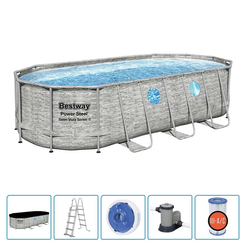 Foto van Bestway power steel zwembadset swim vista series 549x274x122 cm