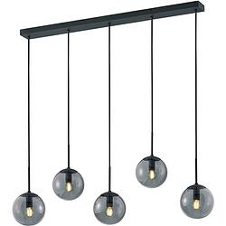 Foto van Led hanglamp - trion balina - e14 fitting - 5-lichts - rechthoek - mat zwart - aluminium