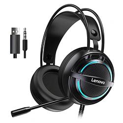 Foto van Lenovo thinkplus gaming headphones g30 - bedrade koptelefoon - met microfoon - 3,5mm & usb - zwart