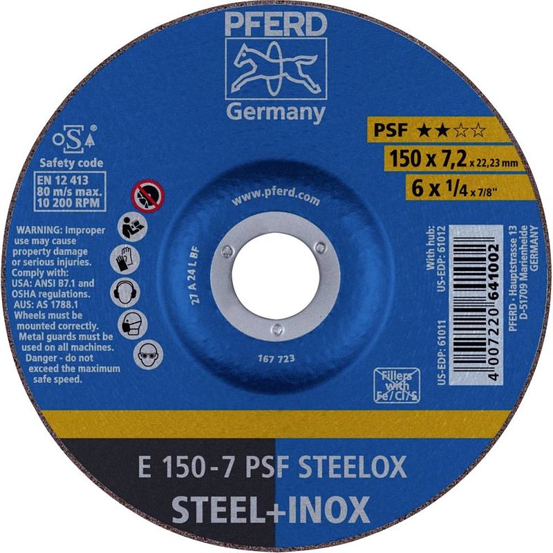 Foto van Pferd 62015640 e 150-7 psf steelox afbraamschijf gebogen 150 mm 22.23 mm 10 stuk(s)