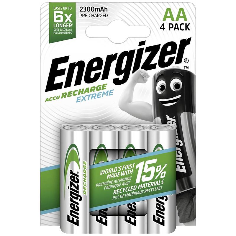 Foto van Energizer herlaadbare batterijen extreme aa, blister van 4 stuks