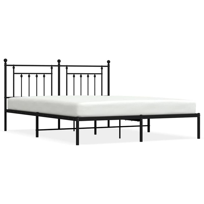 Foto van Vidaxl bedframe met hoofdbord metaal zwart 160x200 cm