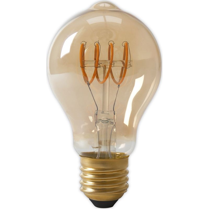 Foto van Calex led full glass flex filament gls-lamp 240v 4w 200lm e27 a60dr, gold 2100k dimmable, energy label a