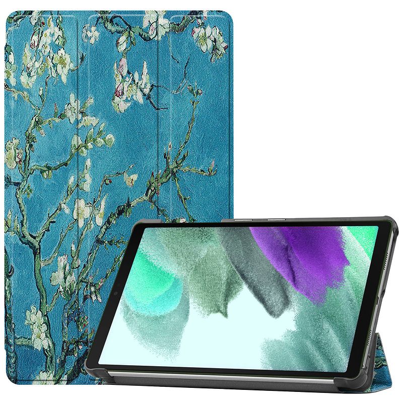 Foto van Basey samsung galaxy tab s6 lite hoesje kunstleer hoes case cover - bloesem