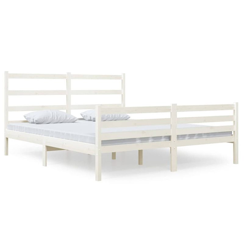 Foto van Vidaxl bedframe massief grenenhout wit 150x200 cm 5ft king size