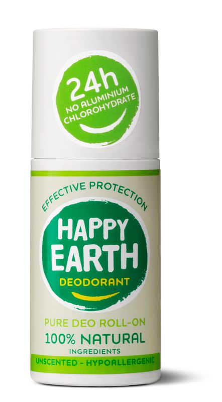 Foto van Happy earth 100% natuurlijke deo roll-on unscented