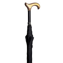 Foto van Gastrock paraplu wandelstok - 92 cm lang - derby handvat van gelamineerd hout - polyesterdoek 108 cm breed - zwart