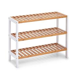 Foto van Zeller - shoe rack with 3 shelves, bamboo/mdf, white