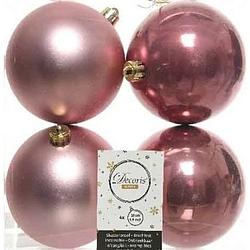 Foto van 4x kunststof kerstballen glanzend/mat oud roze 10 cm kerstboom versiering/decoratie - kerstbal