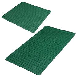 Foto van Urban living douche/badkamer anti-slip matten set - 2x stuks - rubber - donkergroen - badmatjes