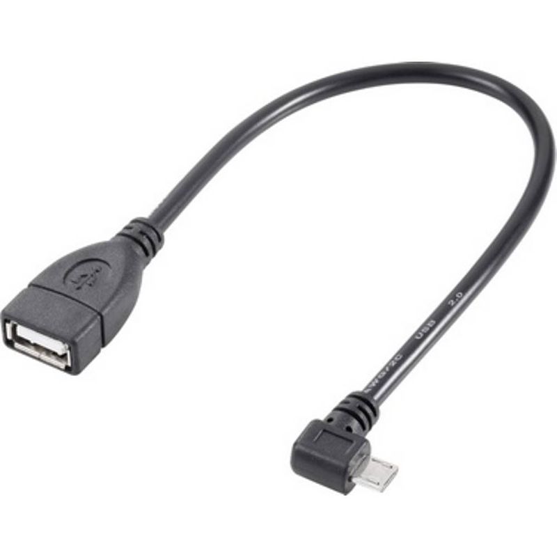 Foto van Renkforce usb-kabel usb 2.0 usb-micro-b stekker, usb-a bus 10.00 cm zwart met otg-functie, vergulde steekcontacten rf-4080777