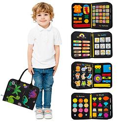 Foto van Montiplay® montessori speelgoed - sensorisch speelgoed - activiteitenbord - busy board - educatief speelgoed - zwart