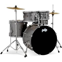 Foto van Pdp drums center stage rock silver sparkle 5d. drumstel met bekkens en hardware