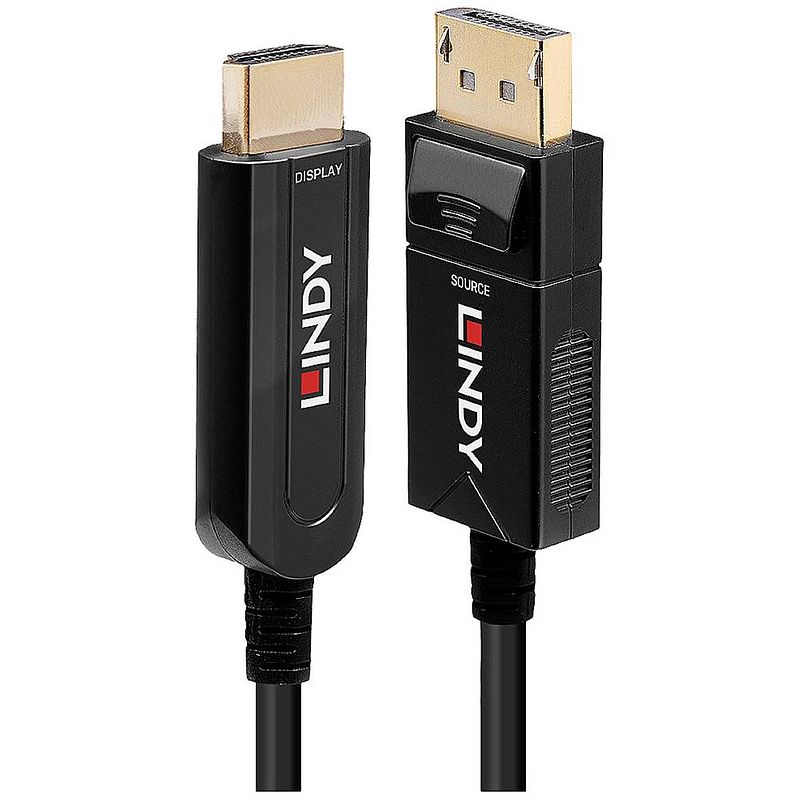 Foto van Lindy aansluitkabel displayport stekker, hdmi-a stekker 10 m zwart 38490 displayport-kabel