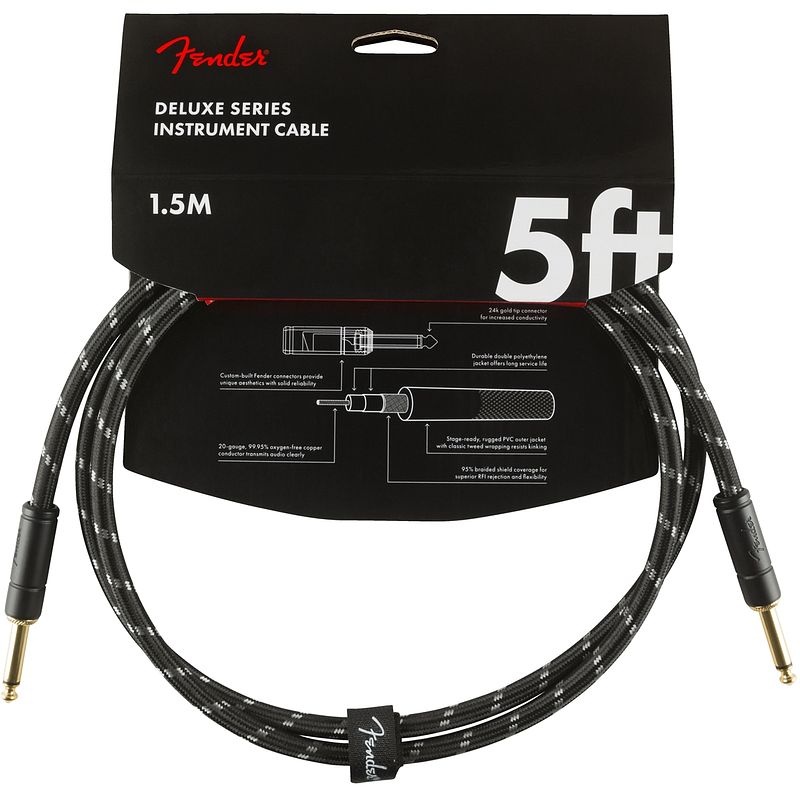 Foto van Fender deluxe cables instrumentkabel 1.5 m zwart tweed