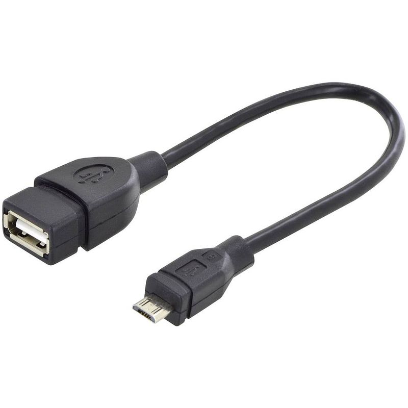 Foto van Digitus usb 2.0 adapterkabel [1x micro-usb 2.0 b stekker - 1x usb 2.0 bus a] db-300309-002-s rond, afgeschermd (dubbel), met otg-functie