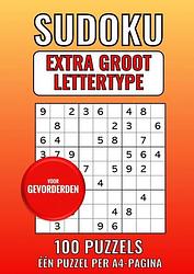 Foto van Sudoku extra groot lettertype - voor gevorderden - 100 puzzels - eén puzzel per a4-pagina - groot lettertype boeken - paperback (9789464808223)