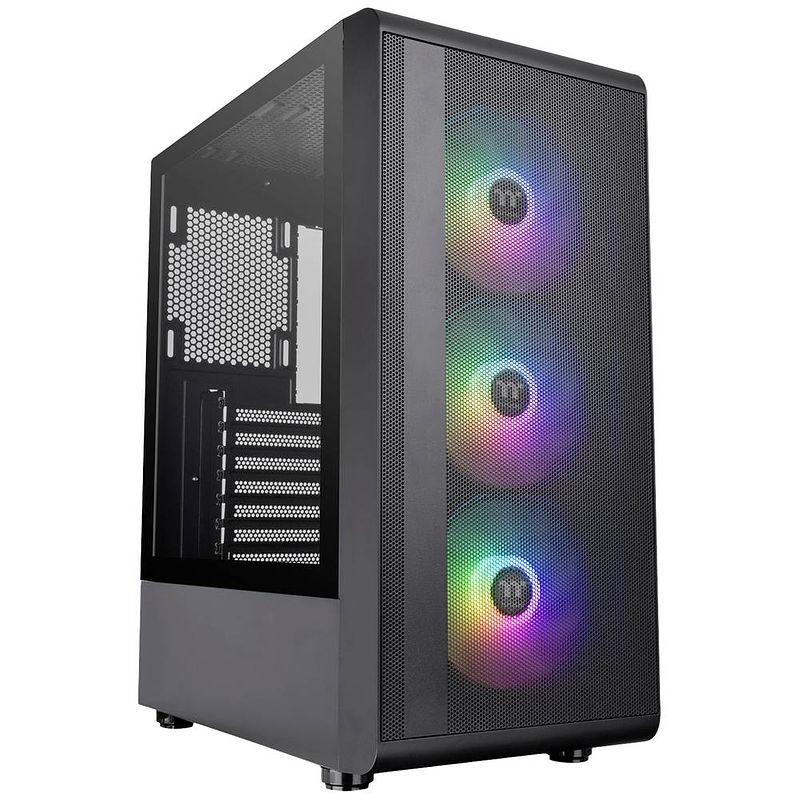 Foto van Thermaltake ca-1x2-00m1wn-00 midi-tower gaming-behuizing zwart 3 voorgeïnstalleerde led-ventilators, zijvenster