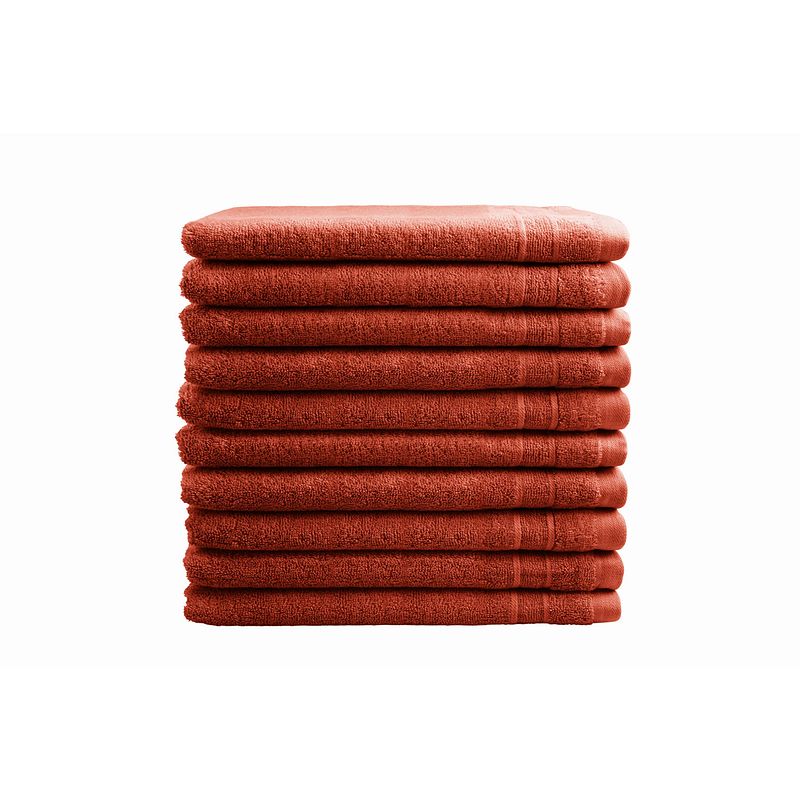 Foto van Seashell luxor washandjes - terracotta - 10 stuks - 16x21cm - hotel kwaliteit