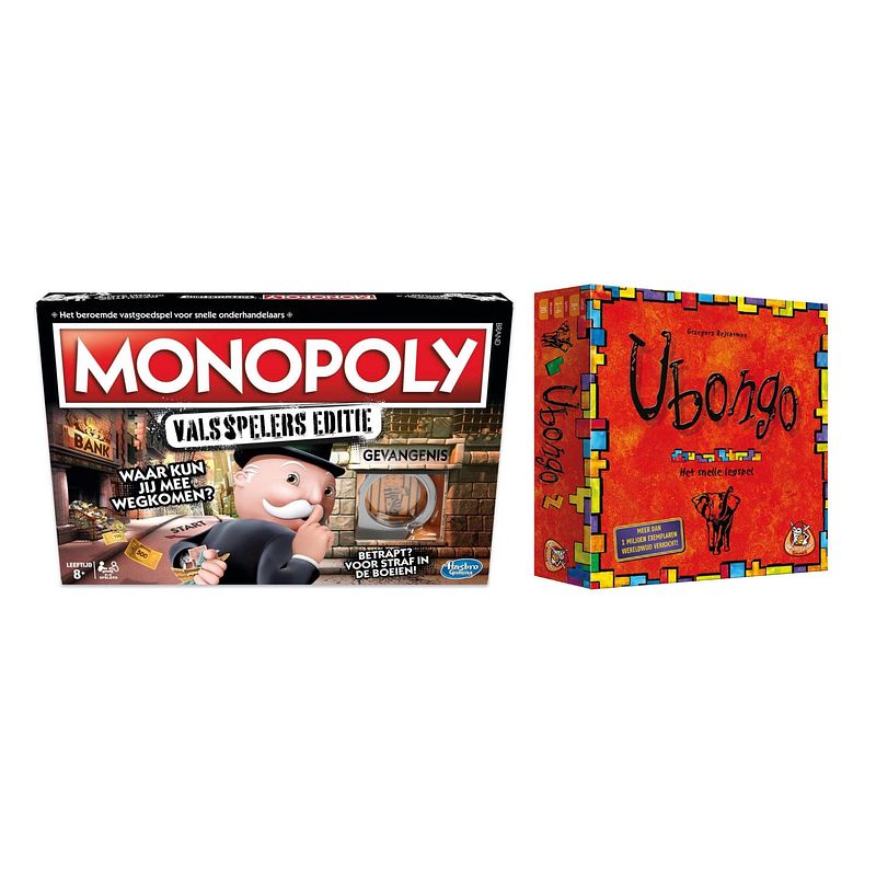 Foto van Spellenbundel - bordspel - 2 stuks - monopoly valsspelerseditie & ubongo