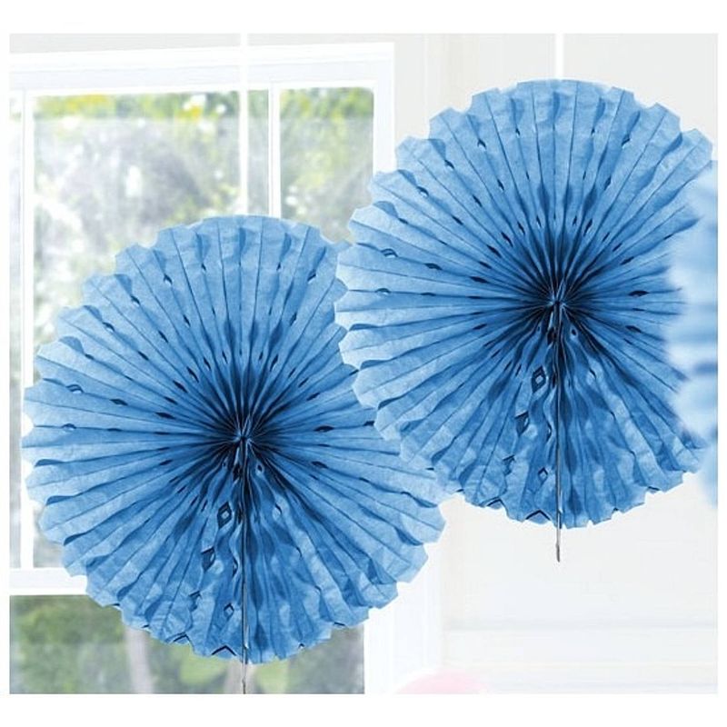 Foto van 3x honeycomb waaiers licht blauw 45 cm - hangdecoratie