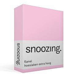 Foto van Snoozing - flanel - hoeslaken - extra hoog - 180x200 - roze