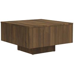 Foto van The living store salontafel bruineiken - hout - 60x60x31.5 cm - praktisch - stevig - veelzijdig