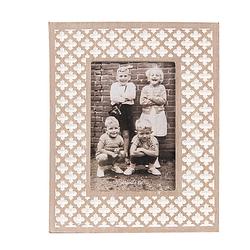 Foto van Clayre & eef fotolijst 10x15 cm wit bruin hout glas rechthoek fotokader wit fotokader