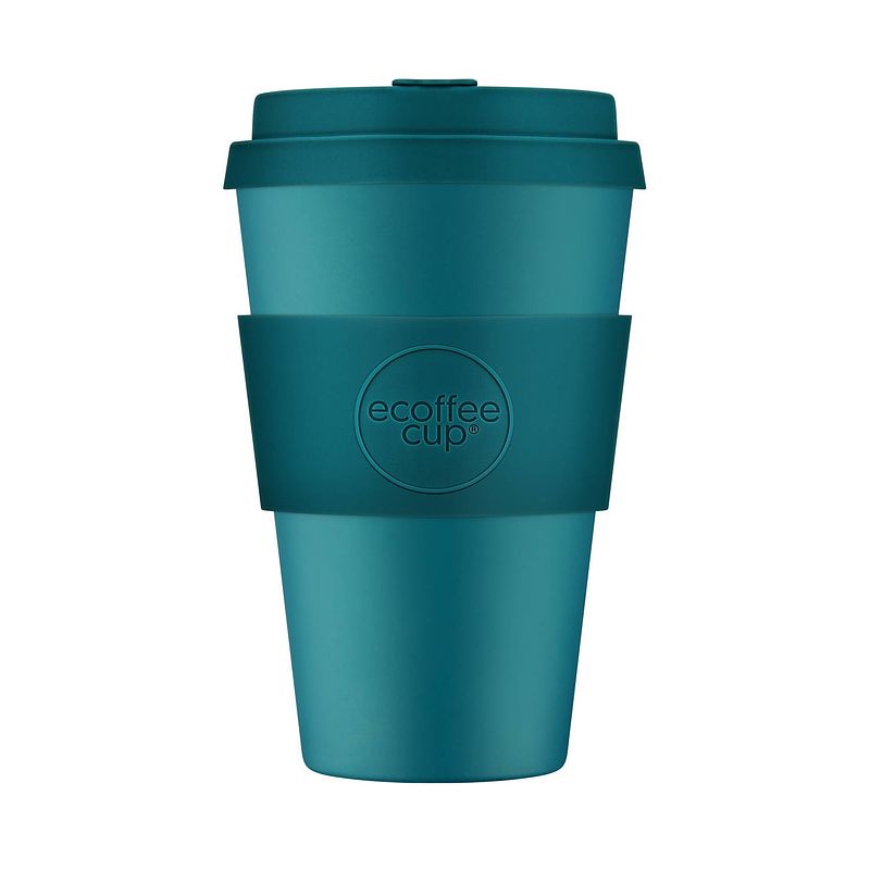 Foto van Ecoffee cup bay of fires pla - koffiebeker to go 400 ml - petrol siliconen