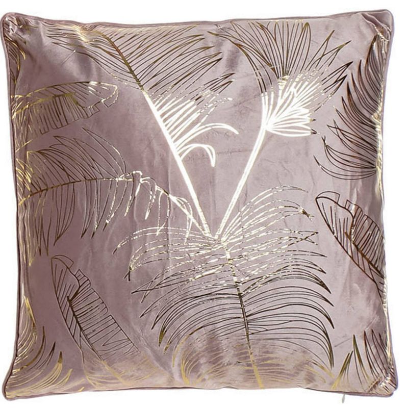 Foto van Casa di elturo velvet kussen feather roze - 45 x 45 cm (incl. vulling)