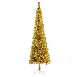 Foto van Vidaxl kerstboom met led's smal 120 cm goudkleurig