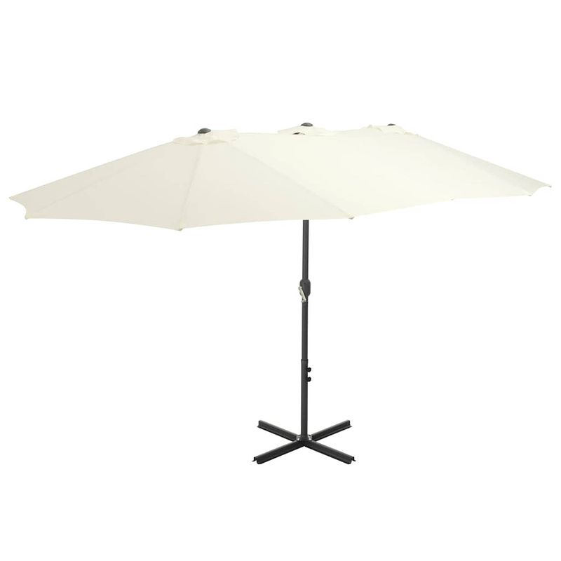 Foto van Vidaxl parasol met aluminium paal 460x270 cm zandkleurig