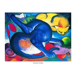 Foto van Franz marc - zwei katzen blau und gelb kunstdruk 70x50cm