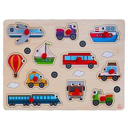 Foto van Speelgoed houten noppenpuzzel voertuigen thema 30 x 22 cm - legpuzzels