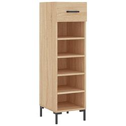 Foto van The living store schoenenkast - sonoma eiken - 30 x 35 x 105 cm - bewerkt hout en ijzer