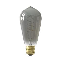 Foto van Calex led full glass flex filament rustik lamp 240v 4w 100lm e27 st64, titanium 2100k dimmable, energy label b