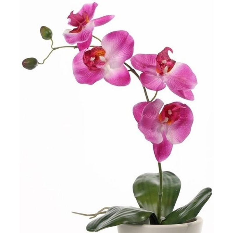 Foto van Roze orchidee/phalaenopsis kunstplant 44 cm voor binnen - kunstplanten