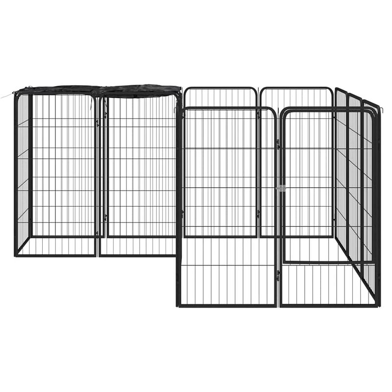 Foto van Infiori hondenkennel 14 panelen 50 x 100 cm gepoedercoat staal zwart