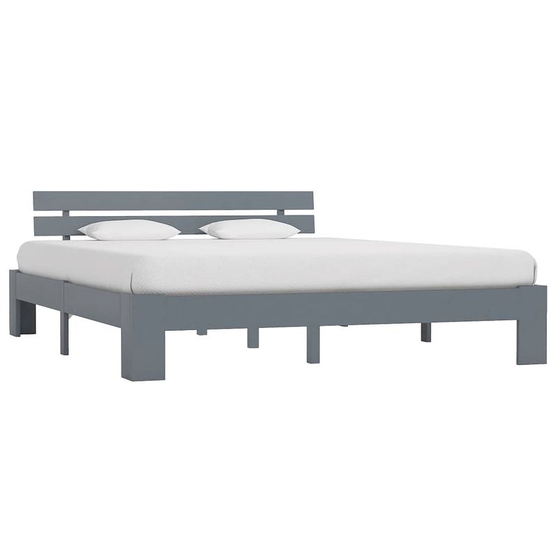 Foto van Vidaxl bedframe massief grenenhout grijs 160x200 cm