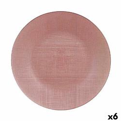 Foto van Eetbord roze glas 32,5 x 2 x 32,5 cm (6 stuks)
