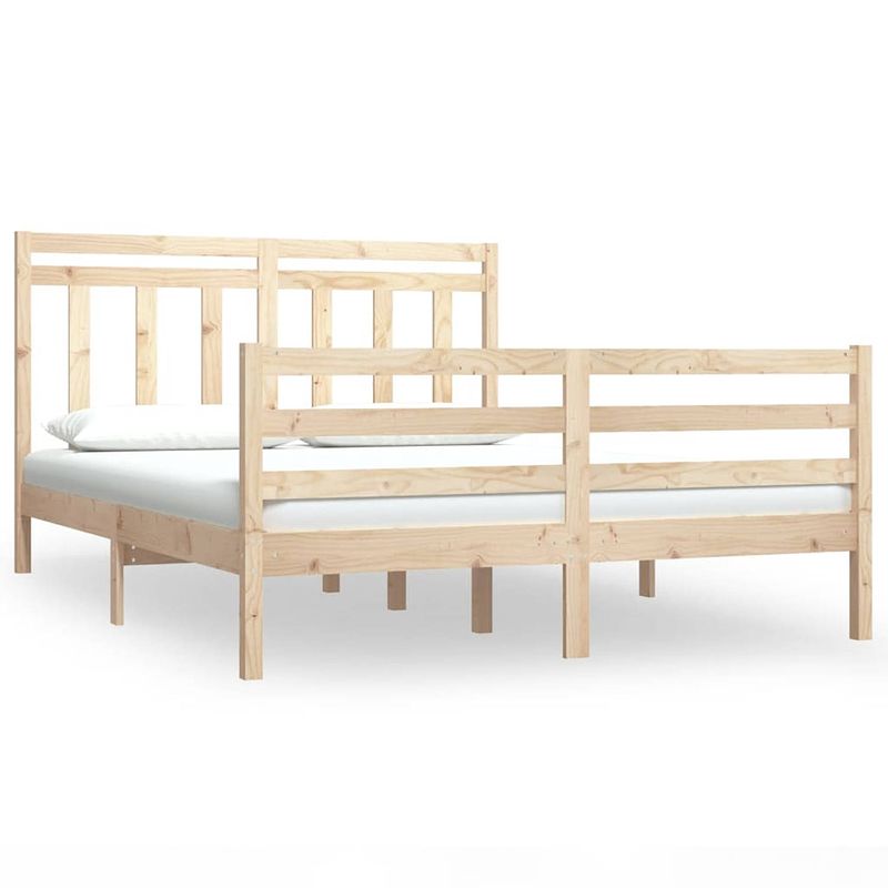 Foto van The living store bedframe - grenenhout - multiplex lattenbodem - 205.5 x 155.5 cm - onbehandeld