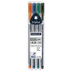 Foto van Staedtler fineliner triplus geassorteerde kleuren, opstelbare box met 4 stuks