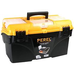 Foto van Perel gereedschapskoffer cantilever 51 x 29 cm zwart/oranje