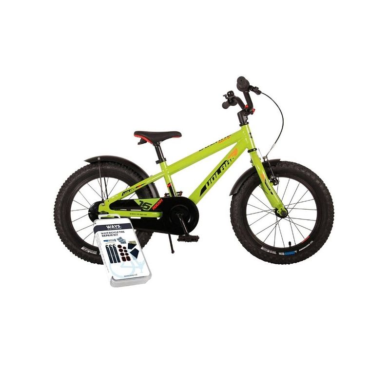 Foto van Volare kinderfiets rocky - 16 inch - groen - inclusief ways bandenplakset