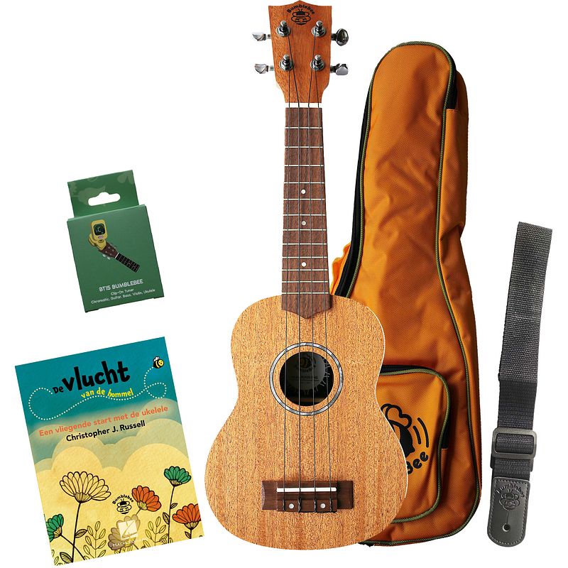 Foto van Bumblebee bus30 soprano ukulele pack nl sopraan ukelele starterset met nederlandstalig boekje