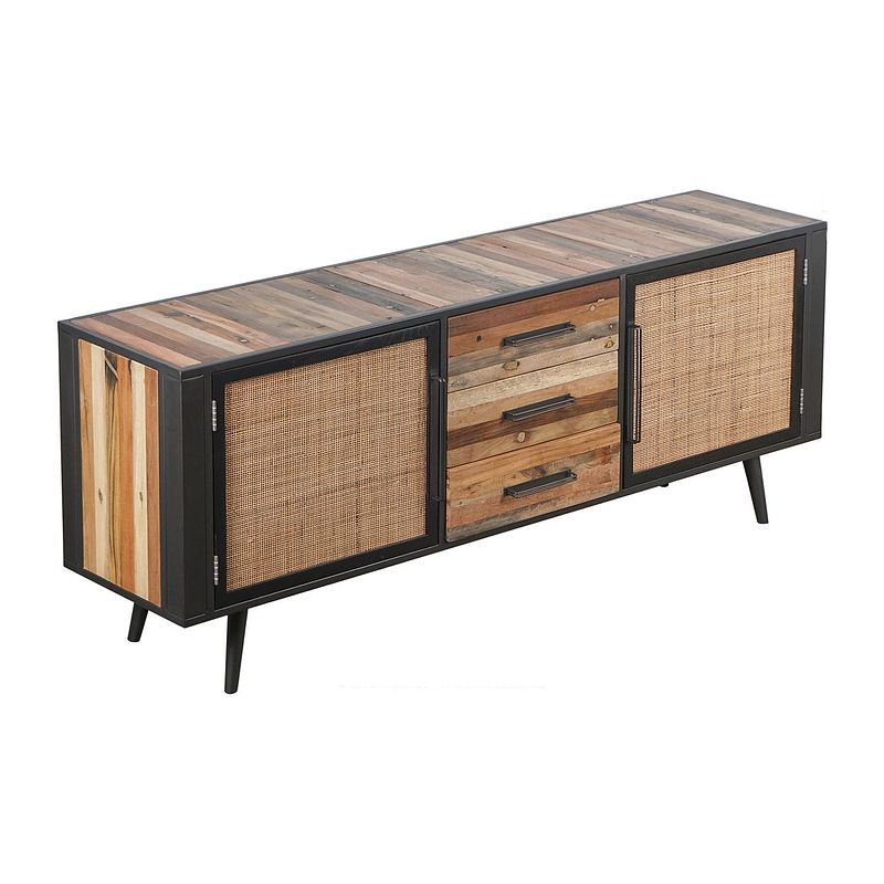 Foto van Nordicrattan dressoir met 3 deuren en 3 laden, naturel.